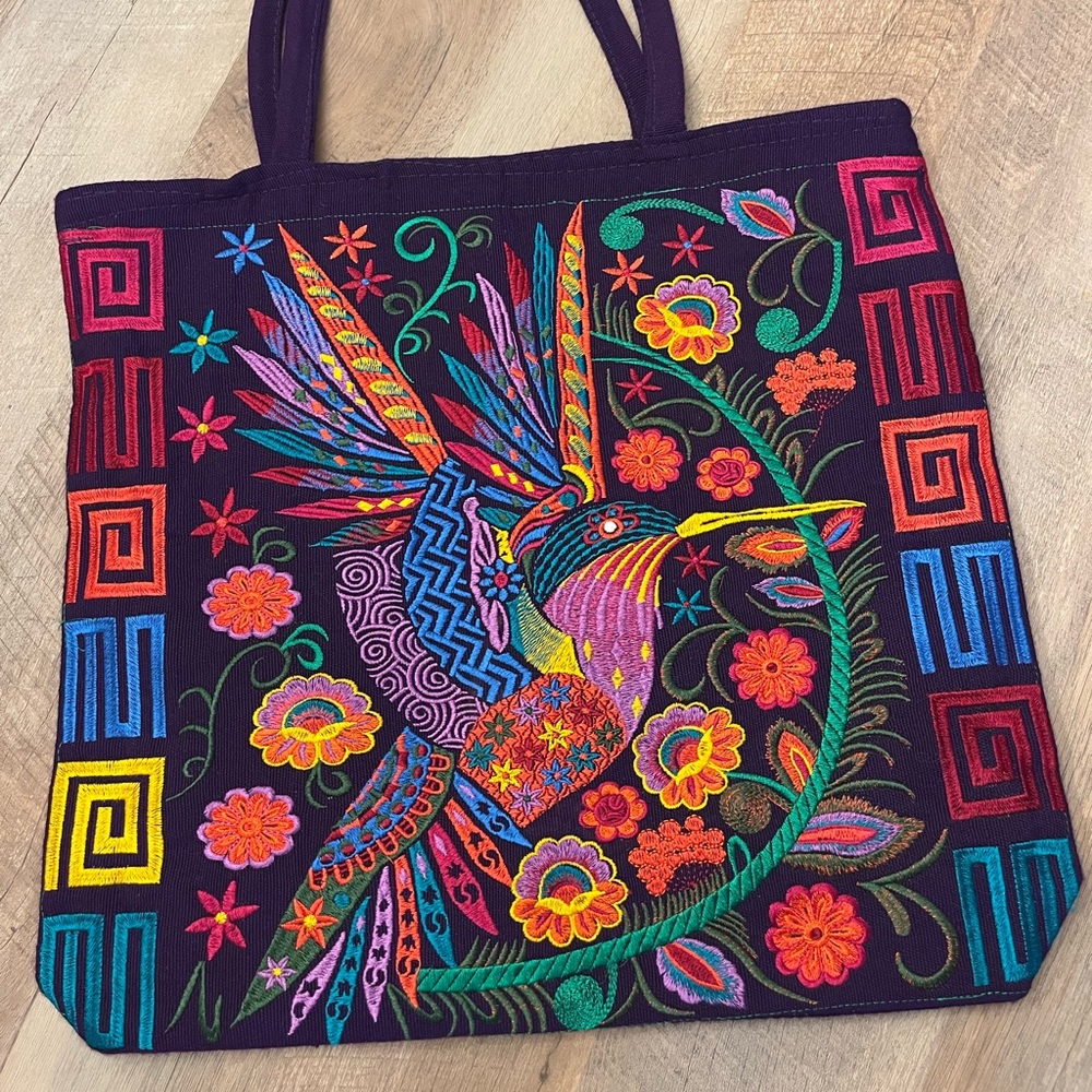 Embroidered canvas market bag Mexican Handmadr